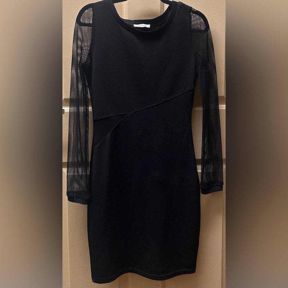 Lucy Paris Black Long Sleeve Dress with Mesh Detail